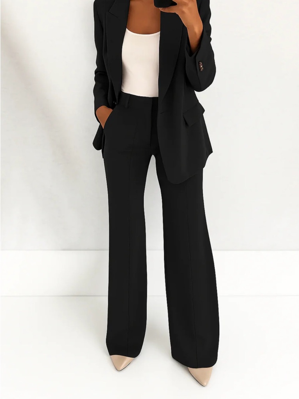 Black High-Waist Wide-Leg Trousers